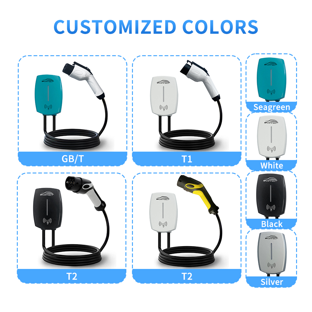 Electric Car Charger Manufacturers 1 3 Phase WallBox Type 2 type1 8A-32A Wall Box 7KW/11KW/22KW AC EV Charger